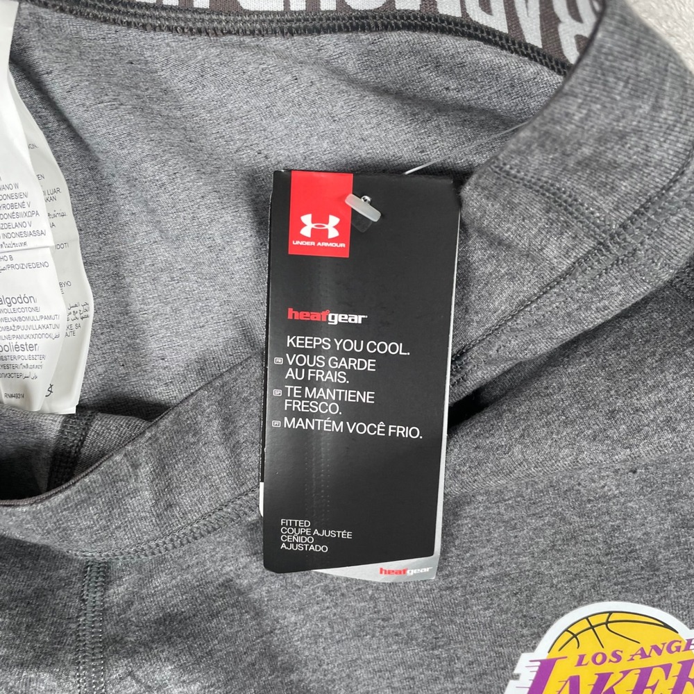 Under Armour NBA Los Angeles Lakers Combine HeatGear Leggings Gray Large - Picture 6 of 8